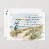 ブルー素晴らしヘロンビーチシーン新しいアドレス 案内ポストカード (正面/裏面)