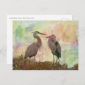 ブルー素晴らしヘロンペアデジタルアートはがき ポストカード (正面/裏面)