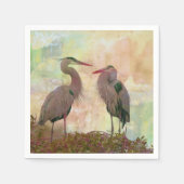 ブルー素晴らしヘロンペアデジタルアートカクテルナプキンス スタンダードカクテルナプキン (正面)