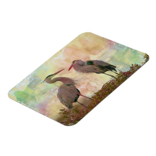 ブルー素晴らしヘロンペアデジタルアートフレキシブルマグネット マグネット (左側)