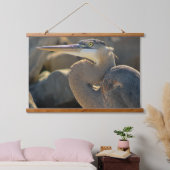 ブルー素晴らしヘロンポートレート-ファインアート 吊り下げ型タペストリー (寝室)