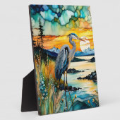 ブルー素晴らしヘロンマウンテンサンライズ フォトプラーク (側面)