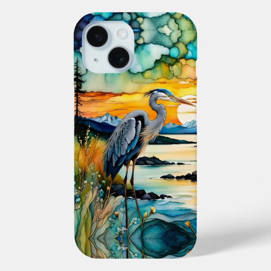 ブルー素晴らしヘロンマウンテンサンライズ Case-Mate iPhoneケース (裏面)