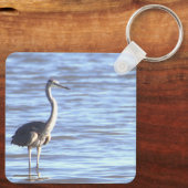 ブルー素晴らしヘロン写真キーチェーン キーホルダー (裏面)