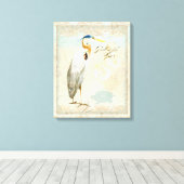 ブルー素晴らしヘロン沿岸ビーチ – 水彩アート キャンバスプリント (インサイチュ (ウッドフロア))