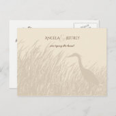 ブルー素晴らしヘロン素朴な結婚式は日付を保存 案内ポストカード (正面/裏面)