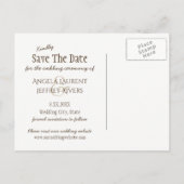 ブルー素晴らしヘロン素朴な結婚式は日付を保存 案内ポストカード (裏面)