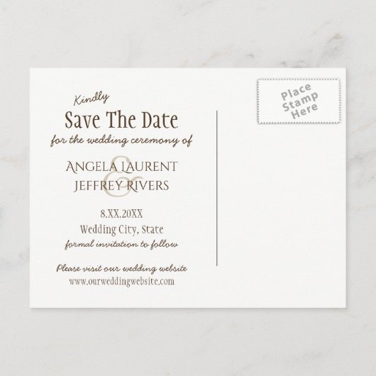 ブルー素晴らしヘロン素朴な結婚式は日付を保存 案内ポストカード (裏面)