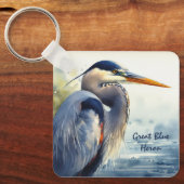 ブルー素晴らしヘロン野生生物湿地バードアート自然 キーホルダー (正面)
