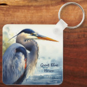 ブルー素晴らしヘロン野生生物湿地バードアート自然 キーホルダー (裏面)