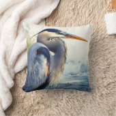 ブルー素晴らしヘロン野生生物湿地バードアート自然 クッション (ブランケット)