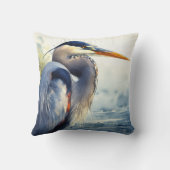 ブルー素晴らしヘロン野生生物湿地バードアート自然 クッション (裏面)