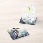 ブルー素晴らしヘロン野生生物湿地バードアート自然 コースター (右側)
