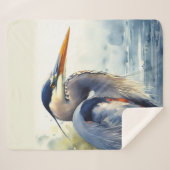 ブルー素晴らしヘロン野生生物湿地バードアート自然 シェルパブランケット (正面(横))