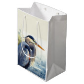 ブルー素晴らしヘロン野生生物湿地バードアート自然 ミディアムペーパーバッグ (正面アングル)