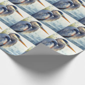 ブルー素晴らしヘロン野生生物湿地バードアート自然 ラッピングペーパー (角)