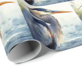 ブルー素晴らしヘロン野生生物湿地バードアート自然 ラッピングペーパー (ロールコーナー)