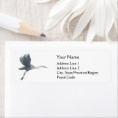 ブルー素晴らしヘロン飛んでいる差出人住所ラベル ラベル (インサイチュ)