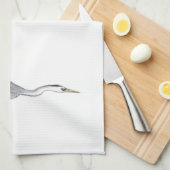 ブルー素晴らしヘロン飛んでいる キッチンタオル (四つ折り)