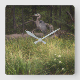 ブルー素晴らしヘロン8917 スクエア壁時計