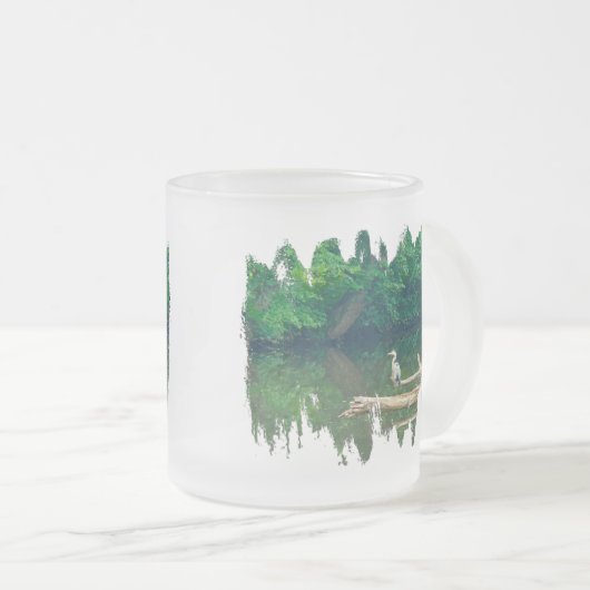 ブルー素晴らしヘロン – アルデア・ヘロディア フロストグラスマグカップ (正面右)