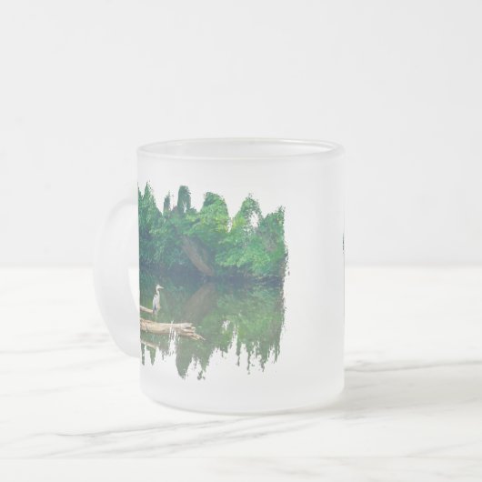 ブルー素晴らしヘロン – アルデア・ヘロディア フロストグラスマグカップ (正面左)