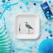 ブルー素晴らしヘロン – ウォーディング ペーパープレート (パーティー)