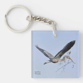 ブルー素晴らしヘロン     キーホルダー