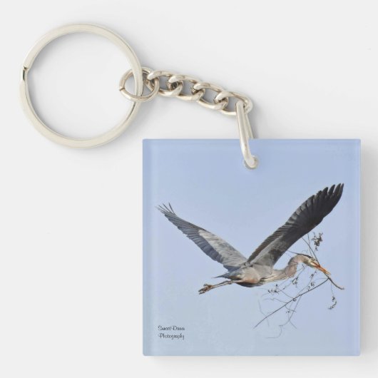 ブルー素晴らしヘロン     キーホルダー (正面)