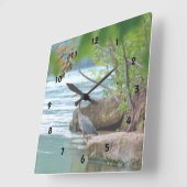 ブルー素晴らしヘロン スクエア壁時計 (傾斜)