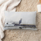 ブルー素晴らしヘロン&ダックワイルドライフモジョ枕 ランバークッション (ブランケット)