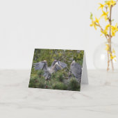 ブルー素晴らしヘロン&ベビー カード (黄色い花)