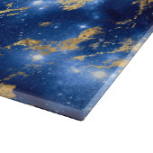 ブルー素晴らしホワイト&金ゴールドマーブル銀河系 カッティングボード (角)