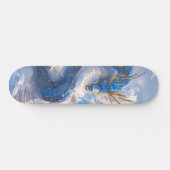 ブルー素晴らし金ゴールドドラゴン雲の上にそびえるスカット スケートボード (横)