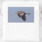 ブルー素晴らし・ヘロンが飛行中 長方形シール (バッグ)