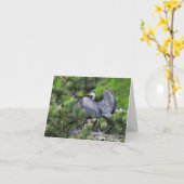 ブルー素晴らし・ヘロンとそのベビー! カード (黄色い花)