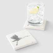 ブルー素晴らし・ヘロン飛行中 ストーンコースター (横)