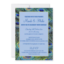 ブルー素晴らし&金ゴールドピーコックフェザー結婚ズ