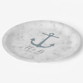 ブルー素朴いかり結婚ズ ペーパープレート (アングル)