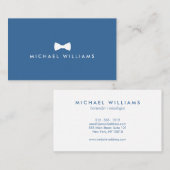 ブルー素朴に洗練されたメンズボウタイロゴ 名刺 (正面/裏面)