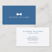 ブルー素朴に洗練されたメンズボウタイロゴ 名刺 (正面/裏面)