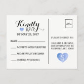 ブルー素朴アジサイ&レースRSVPカード インビテーションポストカード (裏面)