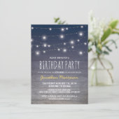 ブルー素朴アダルトメンズ誕生日パーティー 招待状 (スタンド正面)