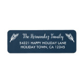 ブルー素朴ウィンターホリデーパインブランチアドレス ラベル (正面)