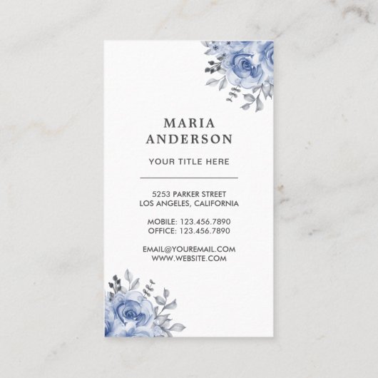 ブルー素朴ウォーターカラーフローラ香水ボトル 名刺 (裏面)