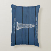 ブルー素朴ウッドシーホースライトハウスビーチハウス アクセントクッション (裏面(縦))