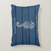 ブルー素朴ウッドシーホースライトハウスビーチハウス アクセントクッション (正面(垂直))