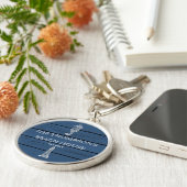 ブルー素朴ウッドシーホースライトハウスビーチハウス キーホルダー (側面)