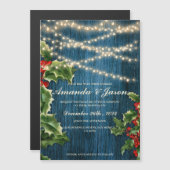 ブルー素朴ウッドベリーフェスティバル結婚式招待状 (正面/裏面)