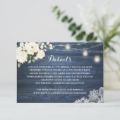 ブルー素朴ウッドホワイトフローラレース結婚ズ詳細 招待状 (スタンド正面)